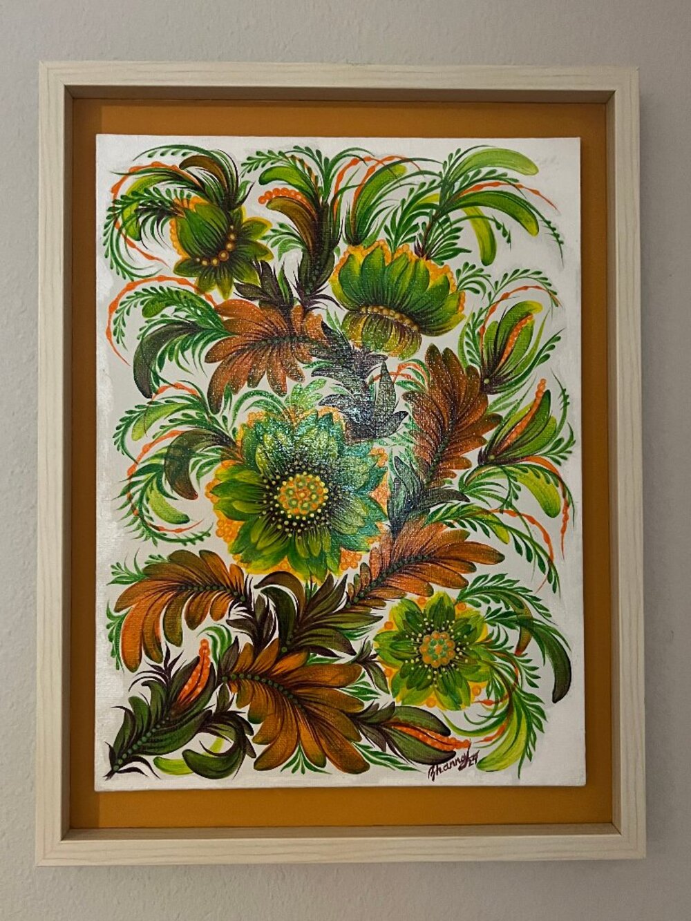 Vintage Petrykivka traditional Ukrainian painting